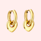 Chunky Heart Charm Hypoallergenic Hoop Earrings