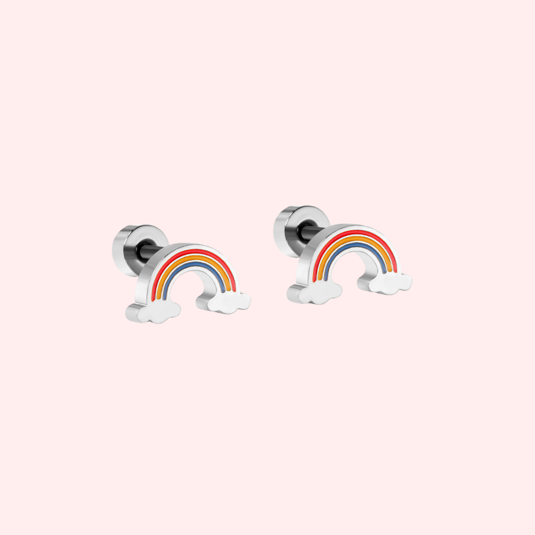 Rainbow Hypoallergenic Flat Back Stud Earrings