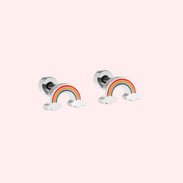 Rainbow Hypoallergenic Flat Back Stud Earring