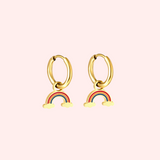 Rainbow Charm Hoop Hypoallergenic Earrings