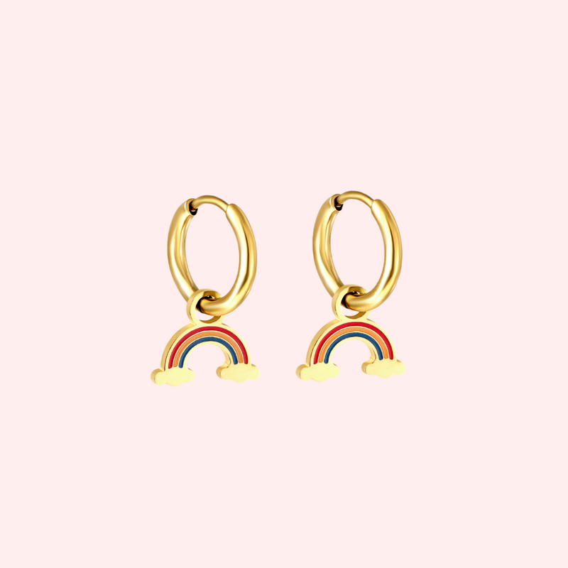 Rainbow Charm Hoop Hypoallergenic Earrings