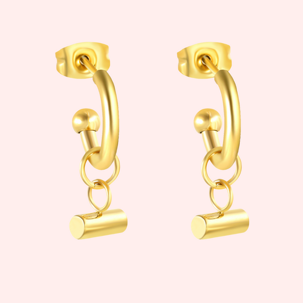 Hoop Hypoallergenic Earrings with T-Bar Pendant