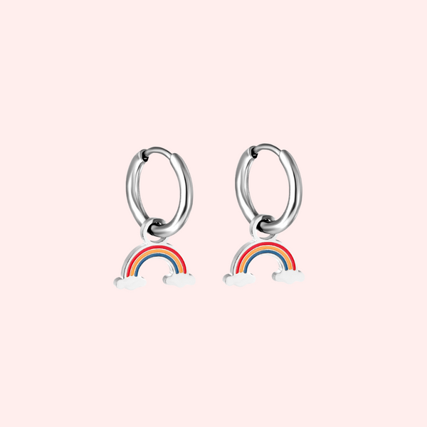 Rainbow Charm Hoop Hypoallergenic Earrings