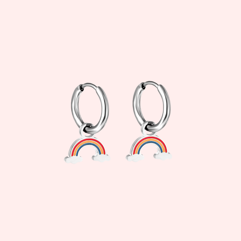 Rainbow Charm Hoop Hypoallergenic Earrings