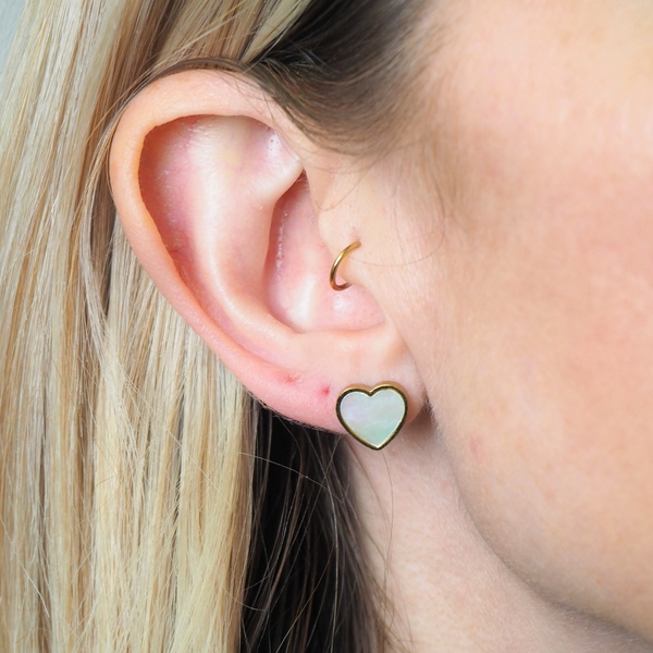 Heart Shimmer Hypoallergenic Stud Earrings