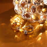 Adjustable Cubic Zirconia Flower Ring