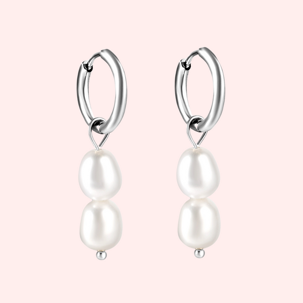 Duo Pearl Drop Hypoallergenic Hoop