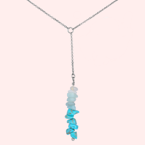 Turquoise Silver Chakra Necklace