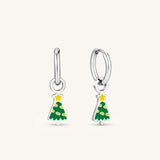 Christmas Tree Charm Hoop Earrings