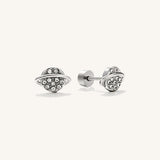 Cubic Zirconia Planet Flat Back Earrings