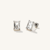 Emerald Solitaire Flat Back Earrings