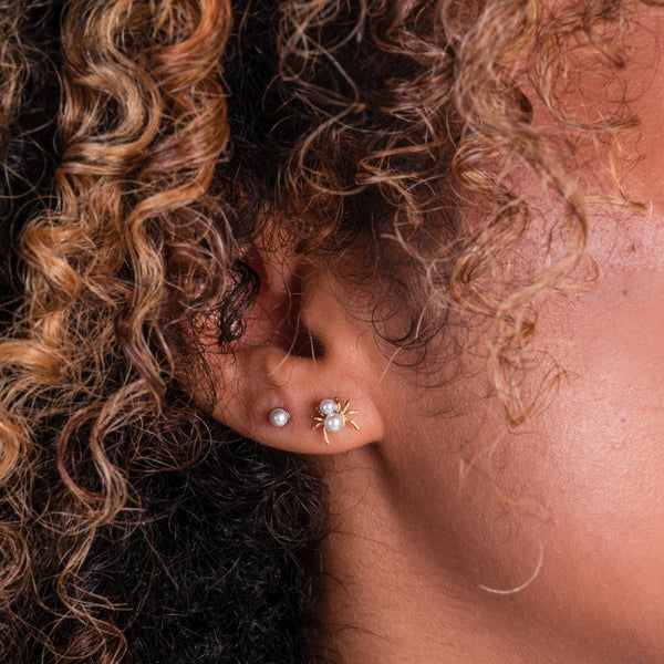 Pearly Spider Stud Earrings