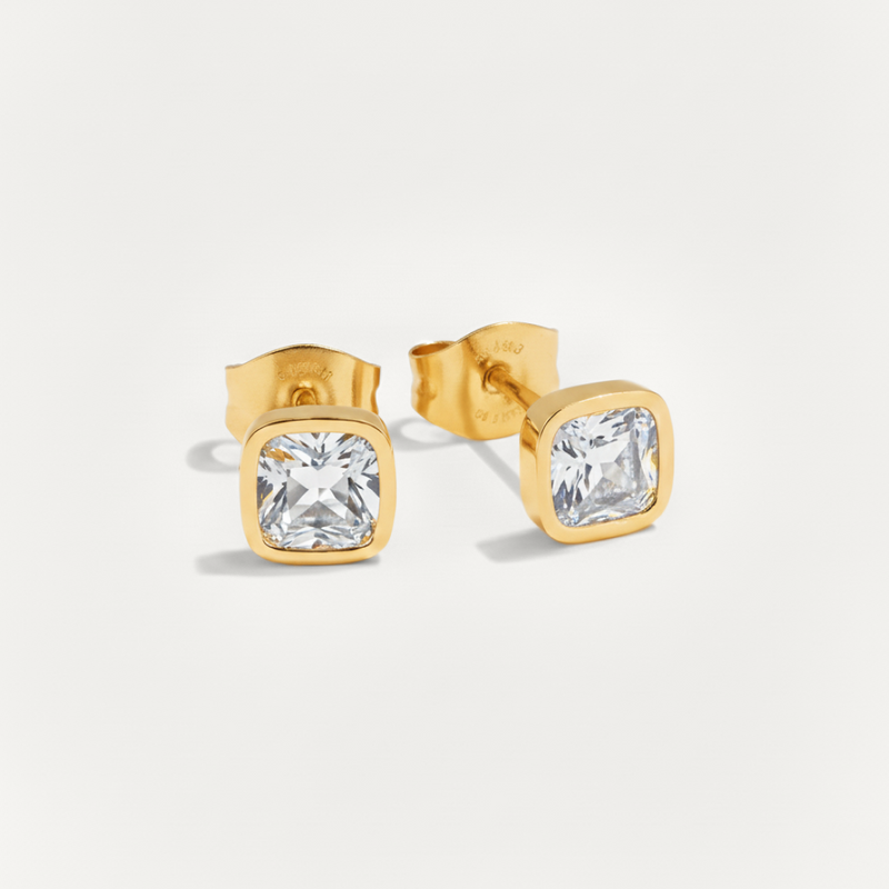 Cushion Birthstone Stud Earrings