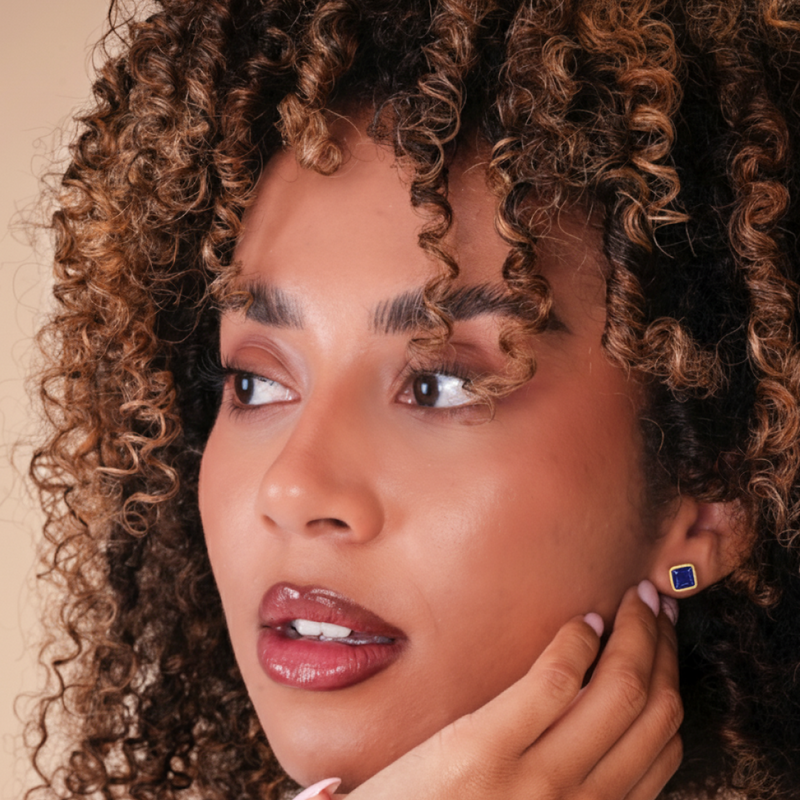 Cushion Birthstone Stud Earrings