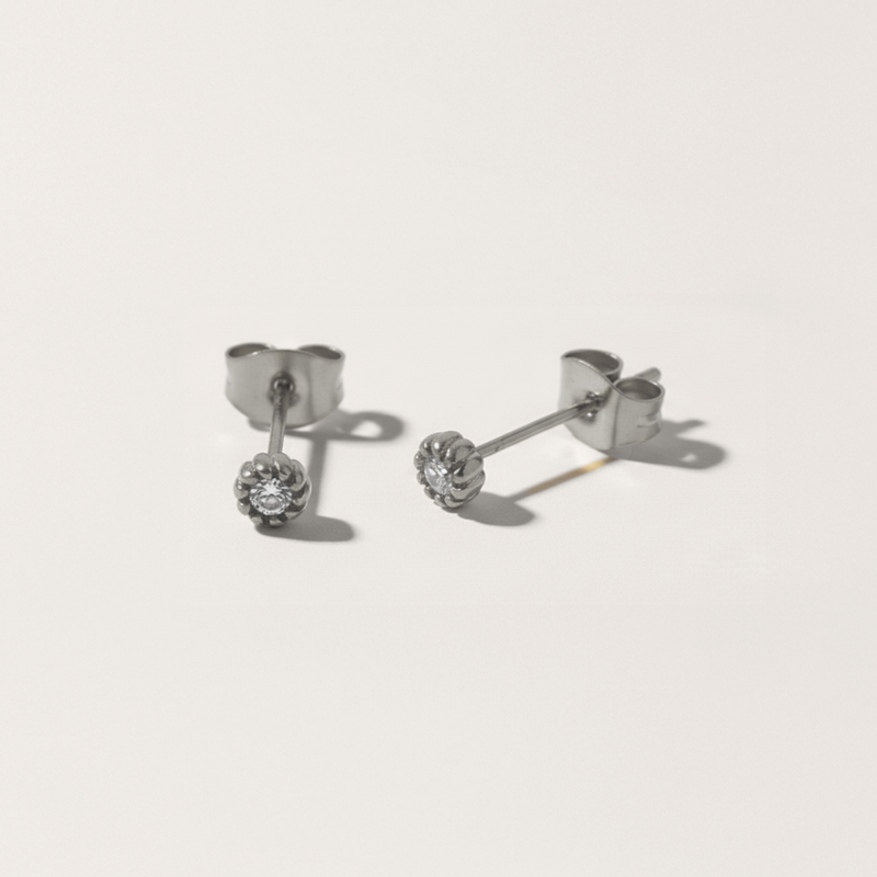 Rope Trim Cubic Zirconia Stud Earrings