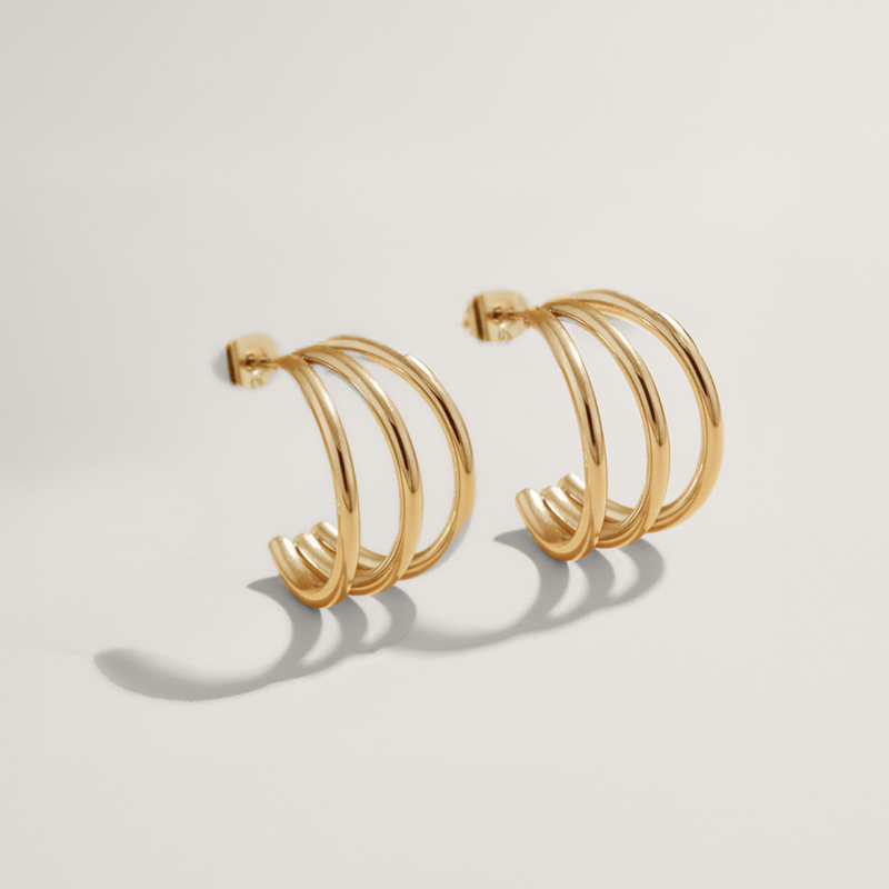 Trio Hoop Stud Earrings