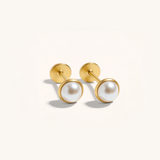 Pearl Bezel Set Flat Back Earrings