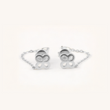 Clover Chain Drop Stud Earrings
