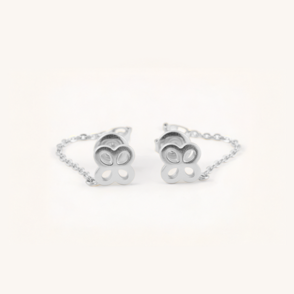 Clover Chain Drop Stud Earrings