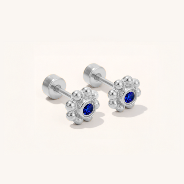 Cubic Zirconia Dainty Flower Flatback Earrings