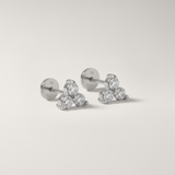 Cubic Zirconia Trio Flat Back Earrings