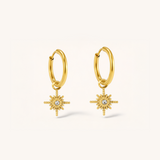 Star Compass Charm Hoop Earrings