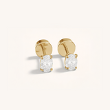 Oval Cubic Zirconia Flat Back Earrings