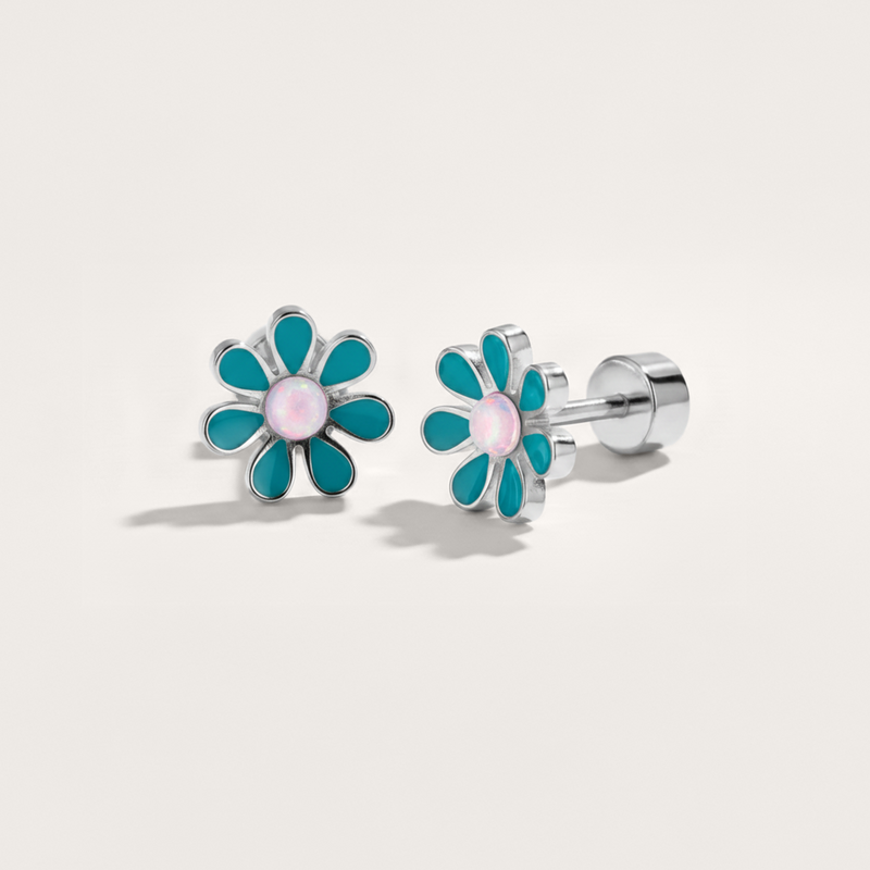 Colourful Flower Hypoallergenic Flat Back Stud Earring