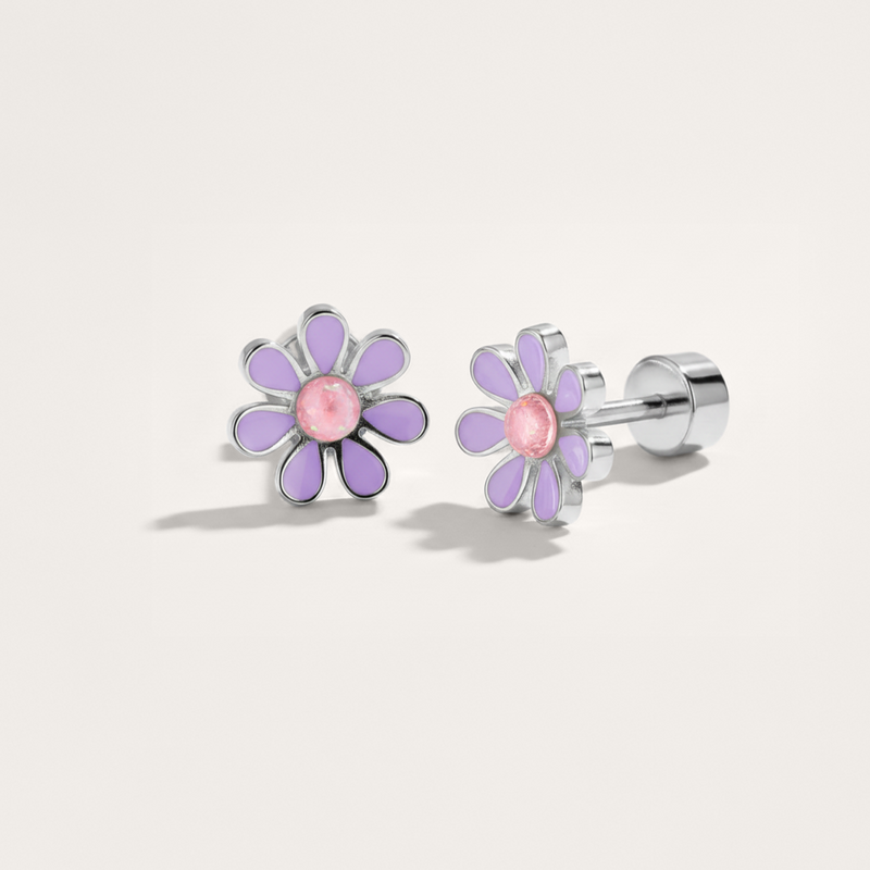 Colourful Flower Hypoallergenic Flat Back Stud Earring