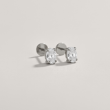 Oval Cubic Zirconia Flat Back Earrings