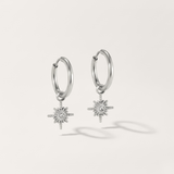 Star Compass Charm Hoop Earrings
