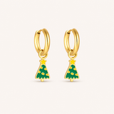 Christmas Tree Charm Hoop Earrings