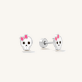Pink Bow Ghost Flat Back Earrings