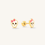Pink Bow Ghost Flat Back Earrings