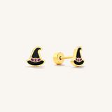 Spooky Witches Hat Flat Back Earrings