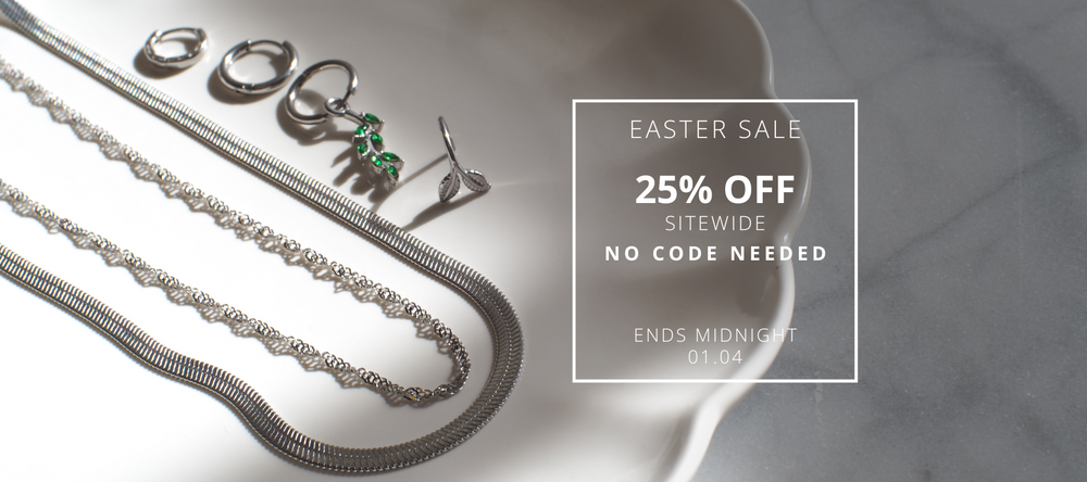 25% off sitewide, no code needed. Shop our latest collections of hypoallergenic jewellery.