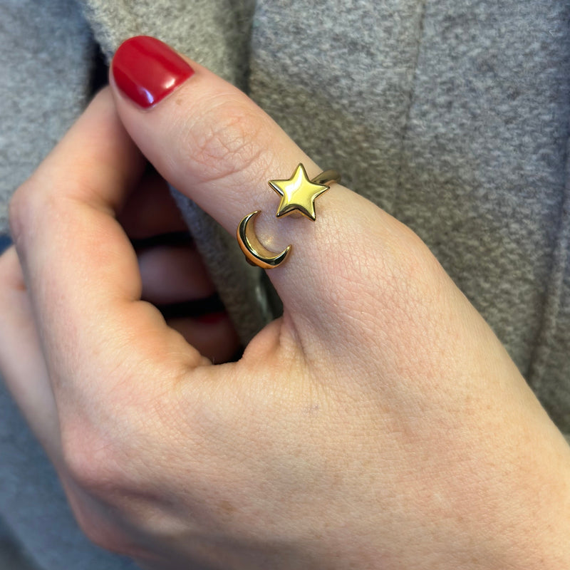 Star And Moon Fidget Ring