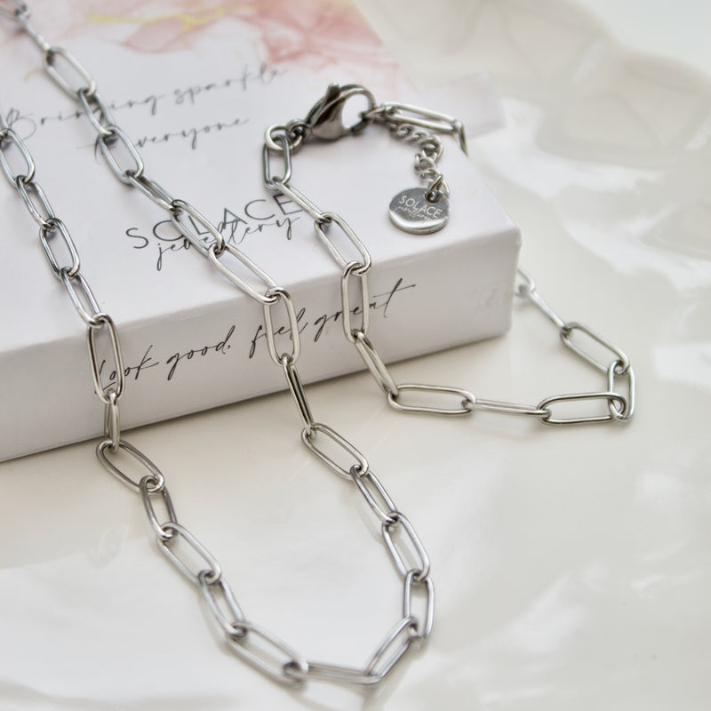 Sterling Silver Fine Paperclip Necklace - Affordable Silver - Martha Jackson