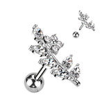 Stainless Steel CZ Flower & Vine Barbell