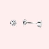 Cubic Zirconia Hypoallergenic Flat Back Stud Earring