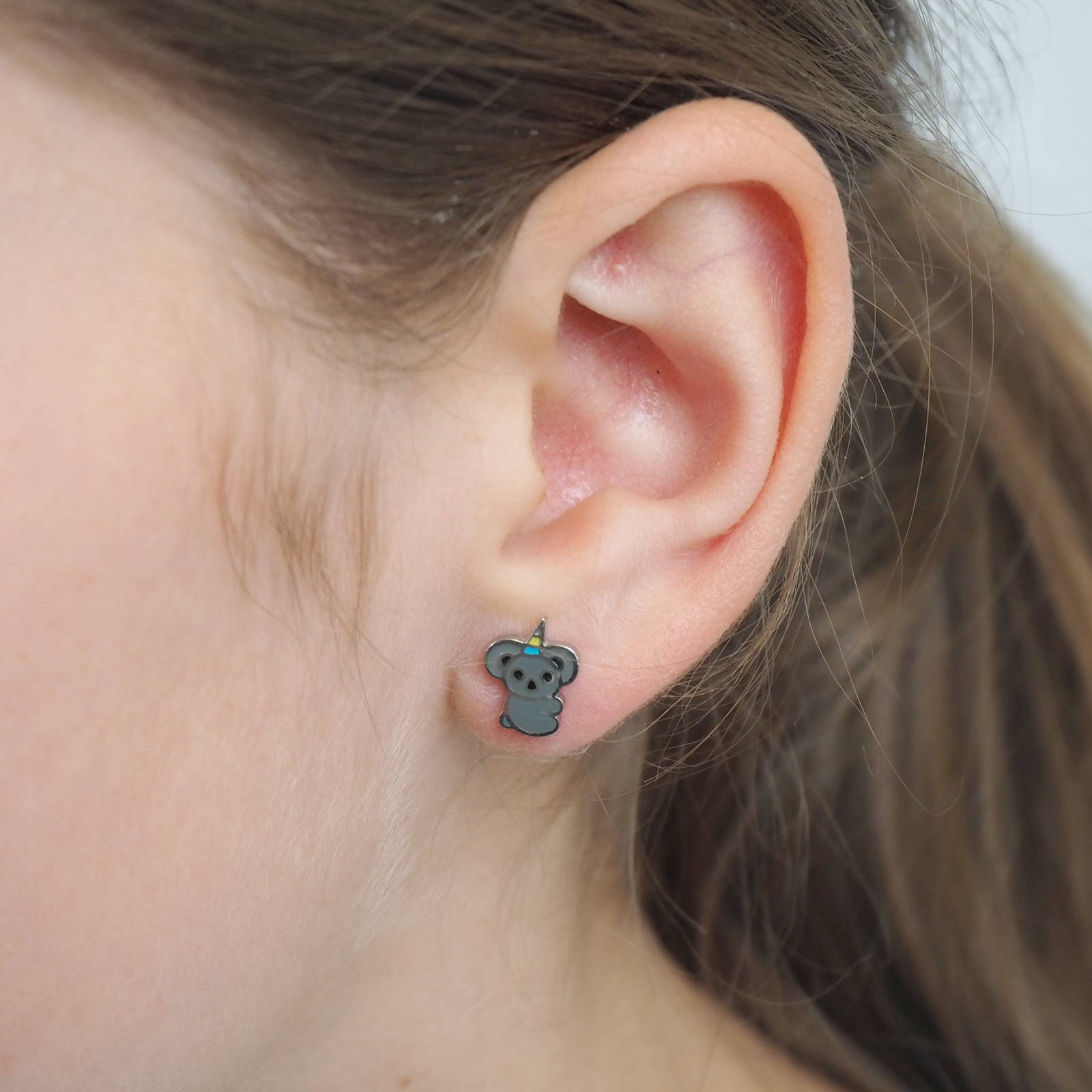 Fenicottero/rana/volpe/koala, orecchini in argento Sterling a forma di cuore di cristallo a goccia, orecchini a cerchio per ragazze e figlie, 10 x 15 mm, Argento sterling, Cristallo