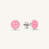 Pink Smiley Flat Back Earrings