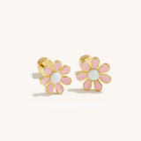 Colourful Flower Hypoallergenic Flat Back Stud Earring