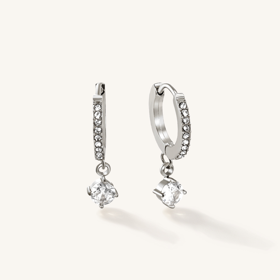 Pavé Crystal Drop Hoop Earrings