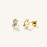 Pear Solitaire Flat Back Earrings