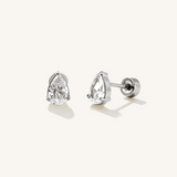 Pear Solitaire Flat Back Earrings