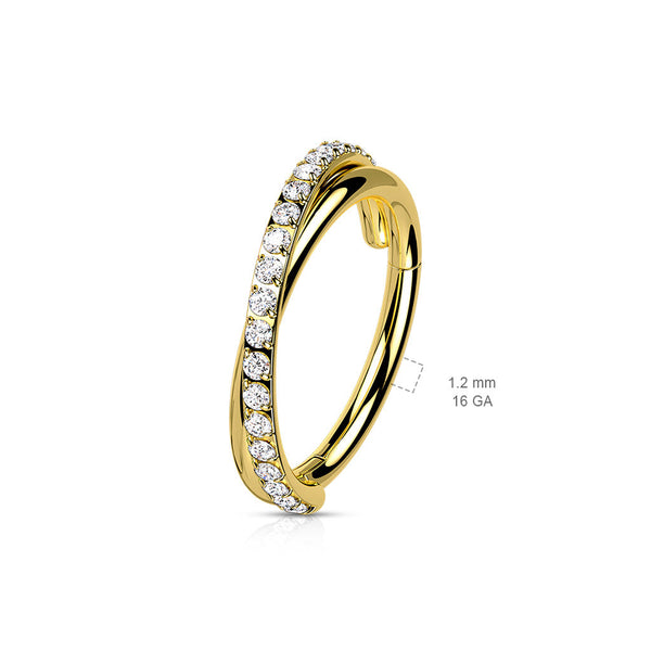 Stainless Steel Cross Paved CZ Hinged Segment Ring