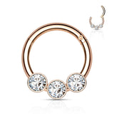 Stainless Steel 3 Bezel Set CZ Hinged Segment Ring