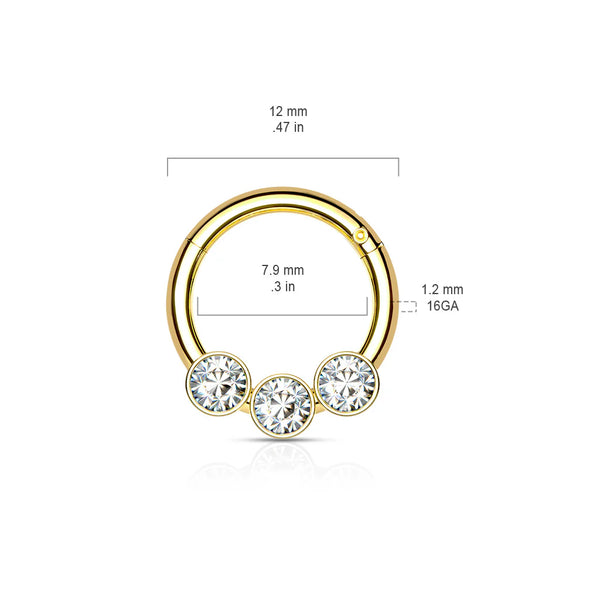 Stainless Steel 3 Bezel Set CZ Hinged Segment Ring