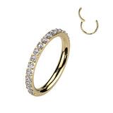 Single Titanium Hinged Segment Hypoallergenic Hoop w/ Paved CZ